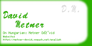 david metner business card